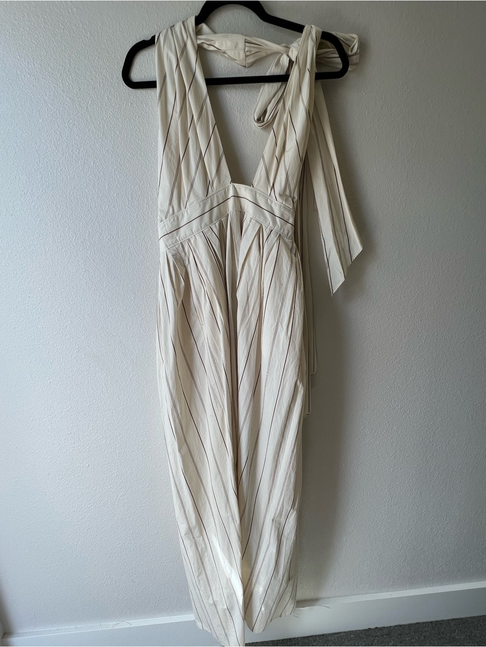 Banana Republic Cream Maxi Dress with Thin Brown Stripes